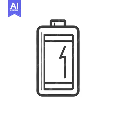 Aset premium populer: Minimalist Battery Icon with Lightning Bolt, Black and White Design