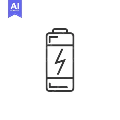 Aset desain premium: Minimalist Battery Icon with Lightning Bolt Symbol on White Background