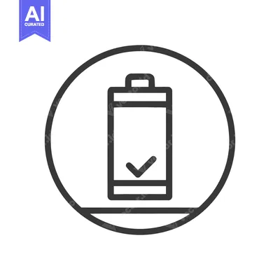 Aset premium populer: Battery Icon with Check Mark in Circle, Minimalist Design