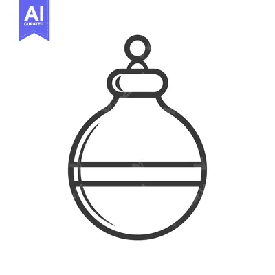 Aset premium populer: A simple line drawing illustrating a decorative glass ornament design