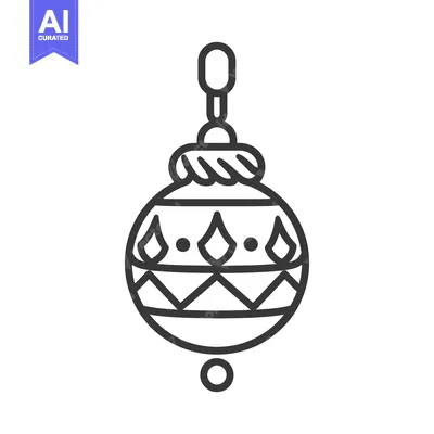Premium design asset: A simple black and white decorated ornamental ball illustration