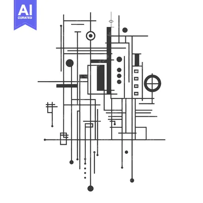 Aset desain premium: An abstract graphic design featuring interconnected lines and geometri