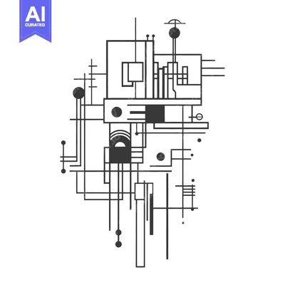Aset desain premium: An abstract artistic design composed of lines and shapes