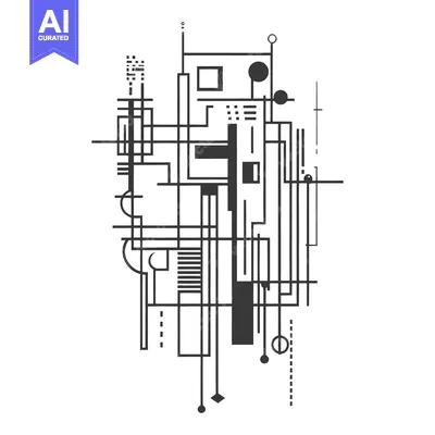 Premium design asset: Geometric linear design comprised of diverse shapes and various straig