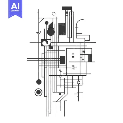 A complex abstract design composed of lines and shapes
