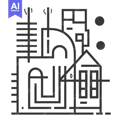 Popular premium asset: A geometric black and white representation of a cityscape design