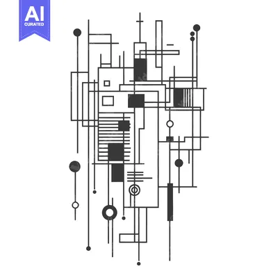 Aset desain premium: A complex abstract illustration made with lines and shapes