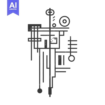 Aset desain premium: A complex abstract architectural design comprised of geometric shapes