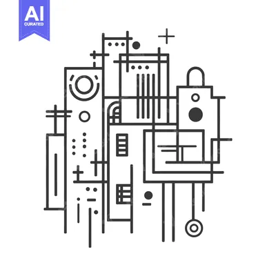 Aset desain premium: A geometric illustration showing a modern urban architectural design