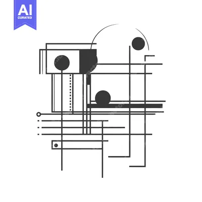 Aset premium populer: Abstract composition featuring lines circles and geometric shapes