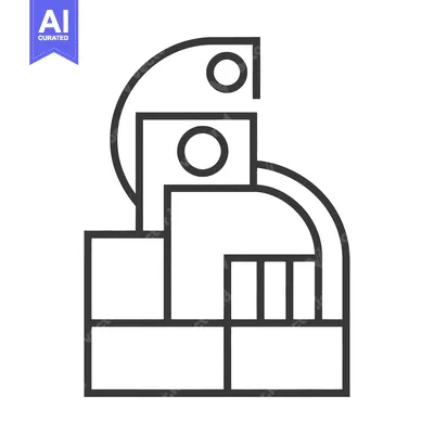 Premium design asset: Geometric abstract illustration featuring linear elements and two circ