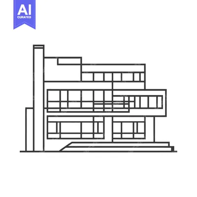Aset desain premium: A linear architectural representation of a modern geometric structure