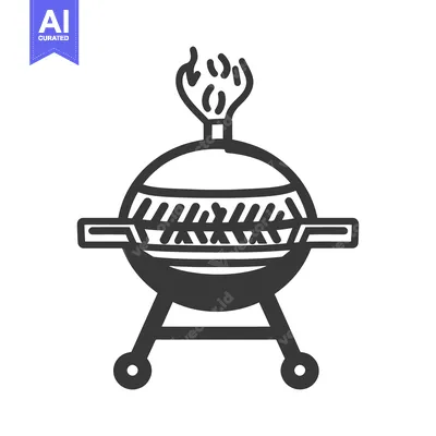 Aset premium populer: Simplified black and white illustration of a barbeque grill