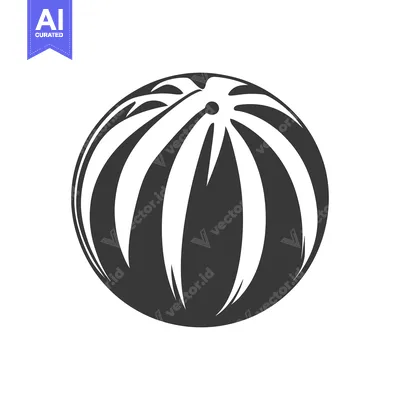 Aset premium populer: A simple monochrome illustration depicting a striped spherical fruit
