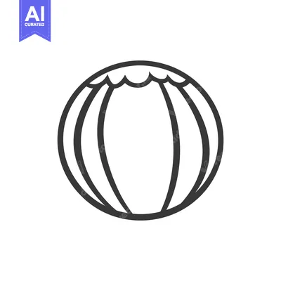 Premium design asset: Simple black and white cartoon illustration depicting a beach ball