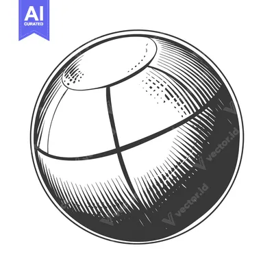 Aset desain premium: A stylized black and white illustration depicting a spherical object