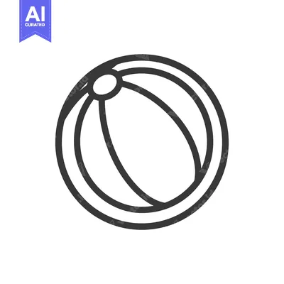 Aset desain premium: A black and white illustration of a striped beach ball