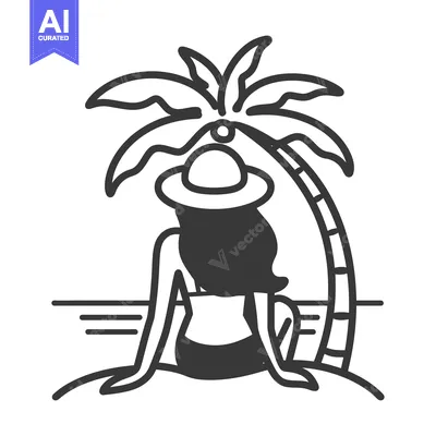 A person sitting on a beach under a palm tree