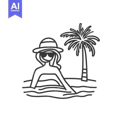 Popular premium asset: A woman enjoys a relaxing moment near a tropical palm tree