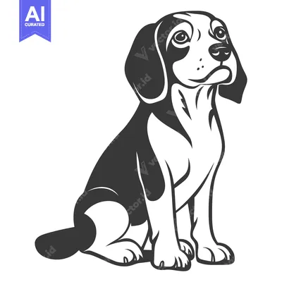 Popular premium asset: A monochrome illustration of a seated dog looking upwards
