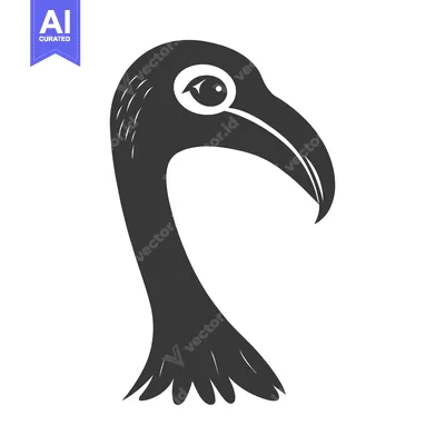 Premium design asset: The black and white artistic illustration of a bird head