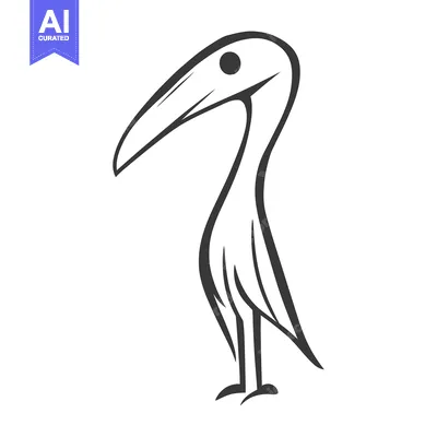 Aset premium populer: Simple illustration of a long beaked bird standing upright