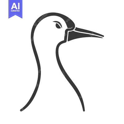 Aset premium populer: Stylized minimalist illustration of a seabird head and neck profile