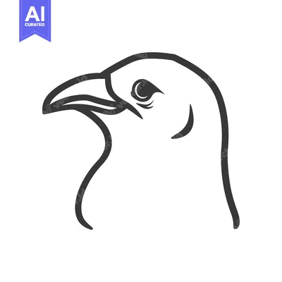 Aset desain premium: A black outlined depiction of a bird head and beak