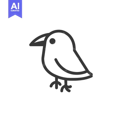 Aset desain premium: A simplistic line illustration of a small bird standing upright