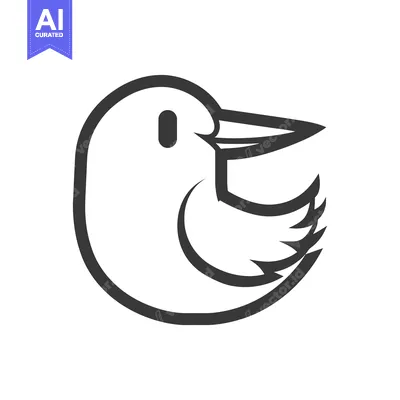 Aset desain premium: A simple black and white minimalist illustration of a small bird