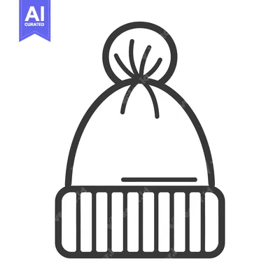Popular premium asset: A simple monochrome illustration depicting a winter pompom beanie hat