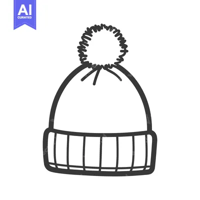 Aset premium populer: A simple outlined image of a winter style knit cap