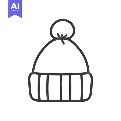 Premium design asset: A simple black and white drawing of a winter knit hat