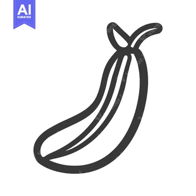 Premium design asset: A stylized line drawing depicts the shape of a banana fruit