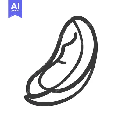 Aset premium populer: A stylized black and white illustration of a curved legume