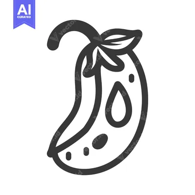 Aset premium populer: A stylized outline illustration of a green fresh vegetable pepper