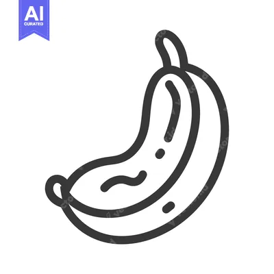 Popular premium asset: A graphic outline illustration of a single curved banana fruit
