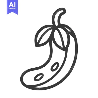 Premium design asset: A simple black and white illustration of a single pea pod