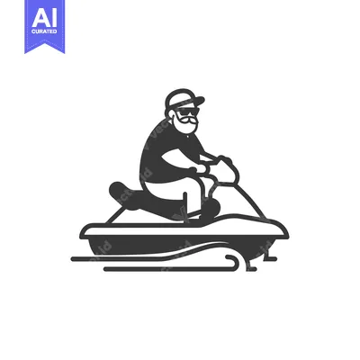 Aset premium populer: Bearded Man in Sunglasses Riding a Jet Ski