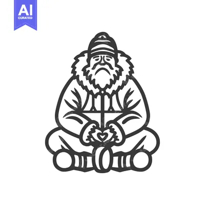 Aset desain premium: Bearded Man in Winter Clothing Making a Heart Shape with His Hands