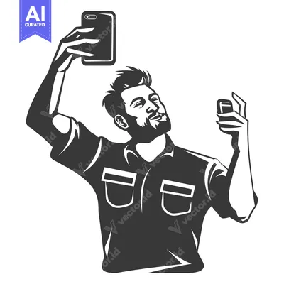 Popular premium asset: Bearded Man Taking a Selfie with Two Phones