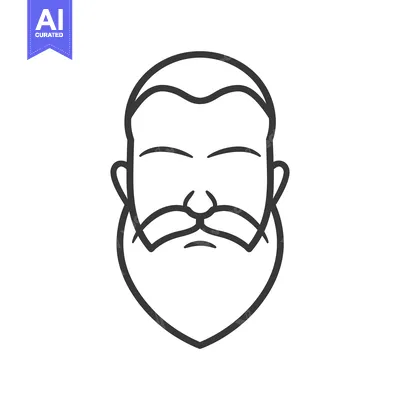 Premium design asset: Simple illustration depicting the face of a bearded male character