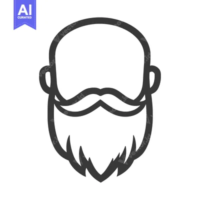 Popular premium asset: Simple linear illustration depicting a stylized man with a full beard