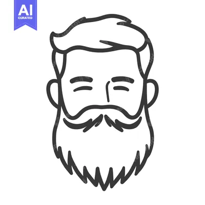 Aset premium populer: A Simple Black And White Illustration Of A Bearded Man