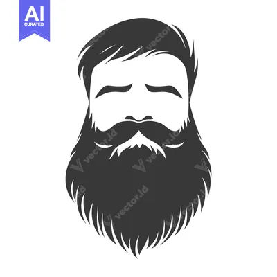 Aset premium populer: A stylized illustration of a man with a full beard and hair
