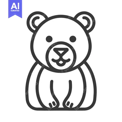 Aset premium populer: An illustrated cartoon bear is sitting upright on a white background
