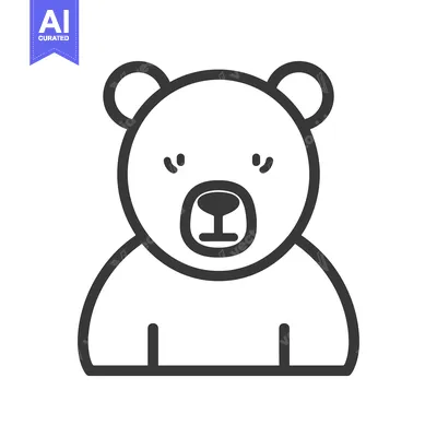 Aset premium populer: Simple black and white icon of a stylized bear