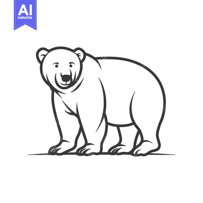 Aset desain premium: A Black And White Illustration Of A Large Standing Bear