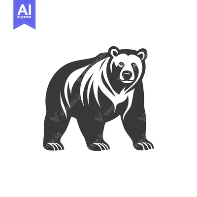 Aset premium populer: A stylized illustration of a large grizzly bear standing