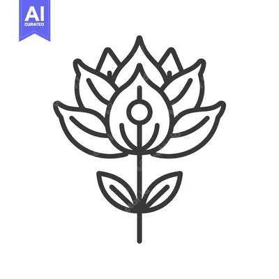 Aset desain premium: A stylized illustration of a floral blossom on a slender stem